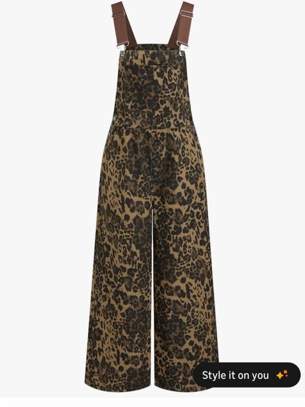 Viral Cider Wide Leg Leopard Print Overalls